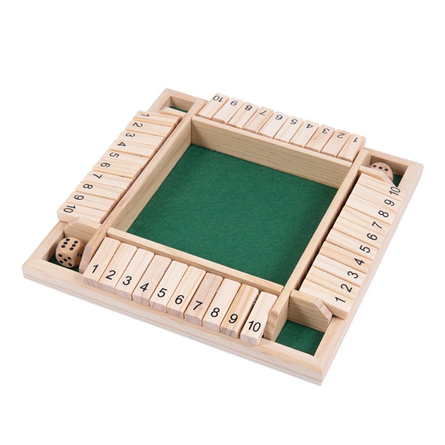 Wooden Dice Board Game Shut The Box 4-Player Family Entertainment