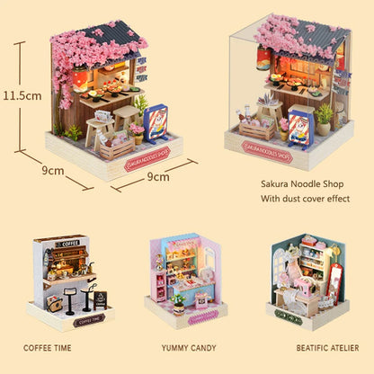 Wooden Miniature Doll House DIY Assembly Model Toy