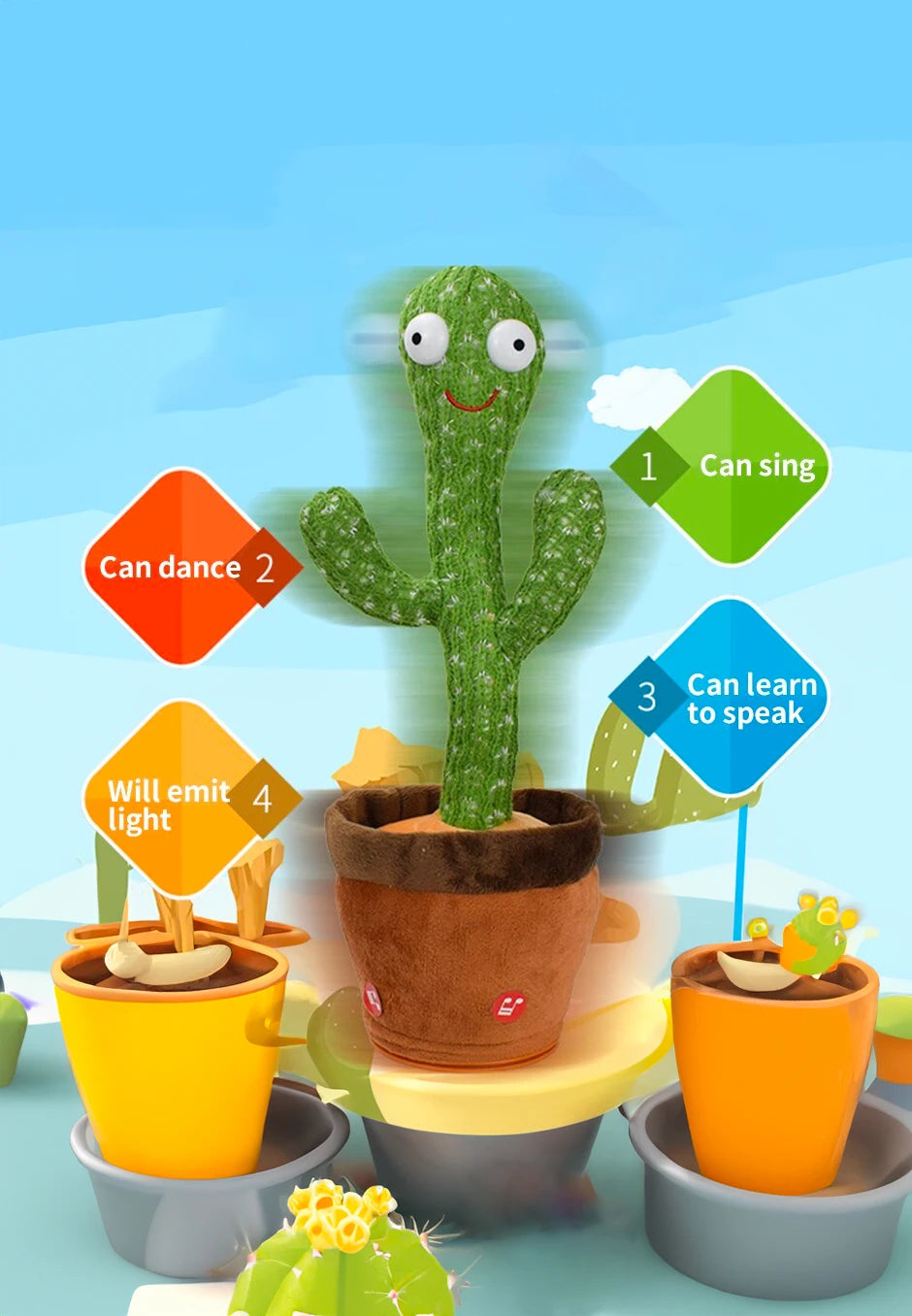 Intelligent Cactus Interactive Dancing Musical Toy