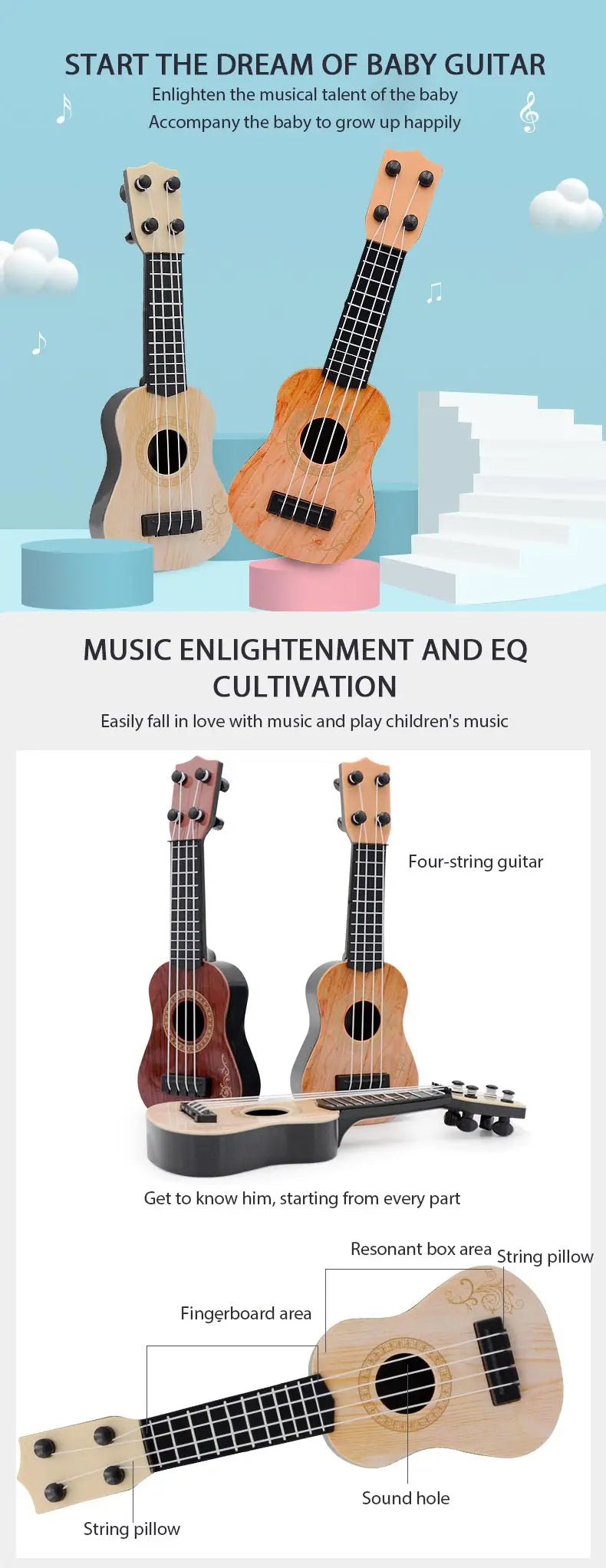 Classical Ukulele Guitar Toy (4 Strings)