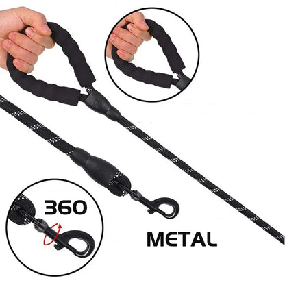 Reflective Dog Leash Padded Handle Strong Dual-Traction Rope