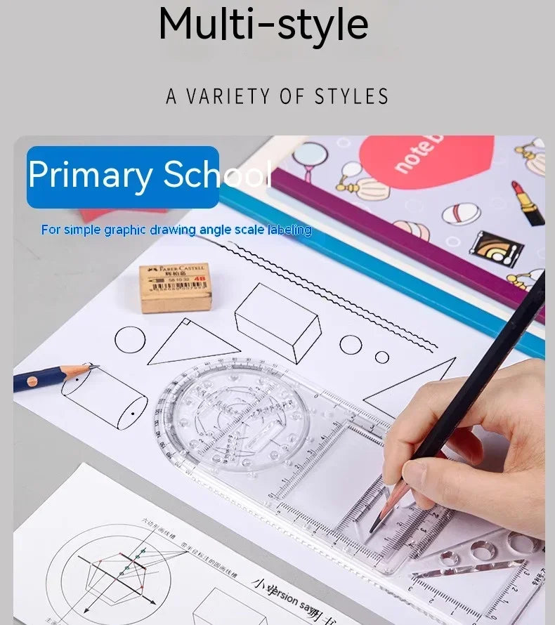 Professional Geometric Ruler Set Math Drawing Template