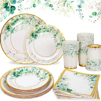 Sage Green Disposable Tableware Set