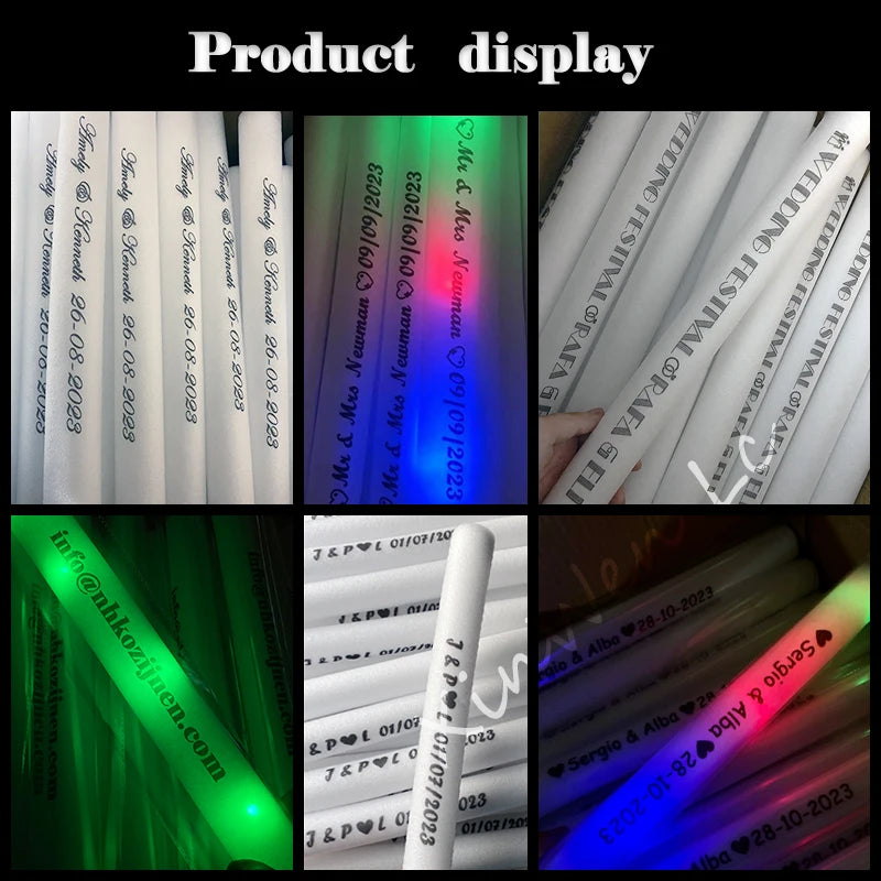 30Pcs RGB LED Glow Foam Sticks Party Wedding Supplies