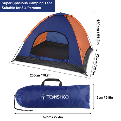 TOMSHOO 3-4 Persons Lightweight Backpacking Tent Rain Fly