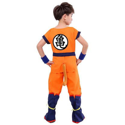 Halloween Adult/Kids Goku Costume Anime Wig Tail Set