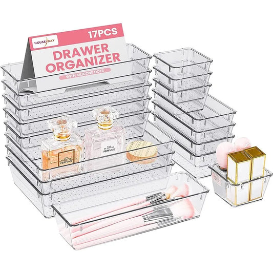 Clear Plastic Drawer Organizers Desk Dividers Home Kitchen