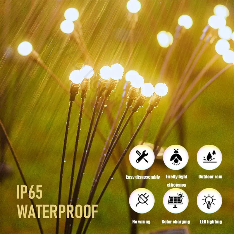 6/8/10 LED Solar Firefly Garden Lights Outdoor Waterproof