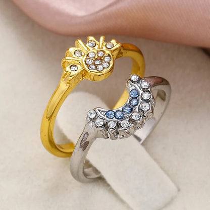 2pc Sky Blue Moon Sun Couple Rings Engagement Set