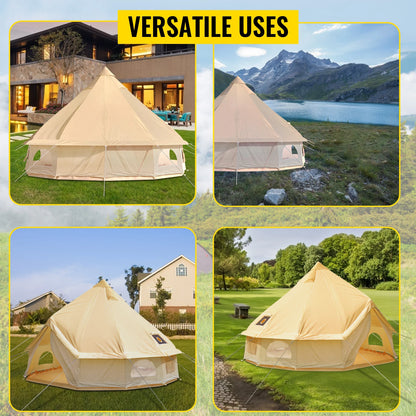 VEVOR 3-7m Waterproof Cotton Canvas Bell Tent Family Yurt