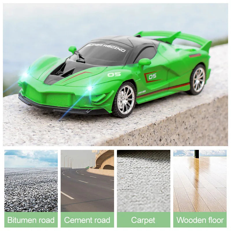 1/18 RC Sports Car 2.4G LED Light High Speed Drift Remote Car Toy