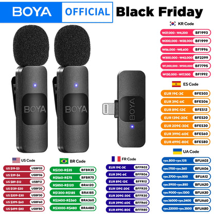 BOYA BY-V Wireless Lavalier Mic iPhone/Android Vlog