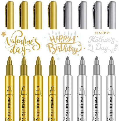 1/2Pcs Metallic Marker Pens Gold Silver Scrapbooking