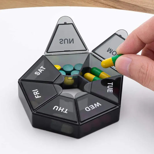 2Pcs 7-Day Pill Organizer Mini Travel Medicine Box