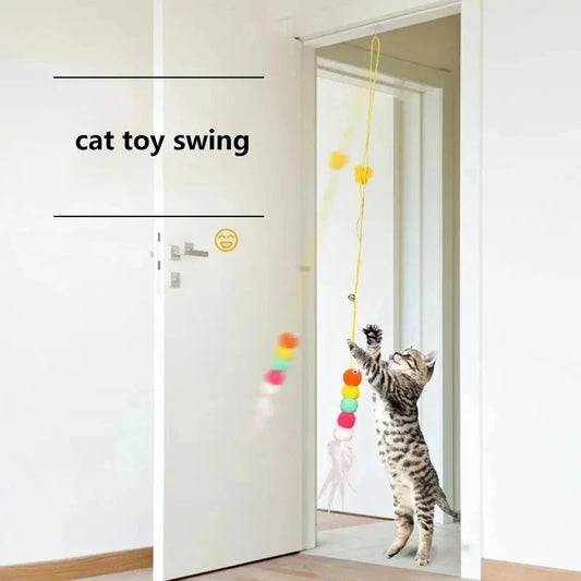 Feather Ball Caterpillar Cat Toy Retractable Rope