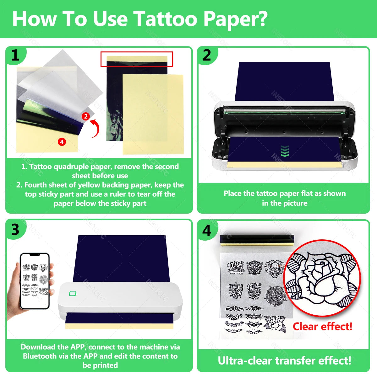 Inkless A4 Portable Thermal Printer Bluetooth Wireless