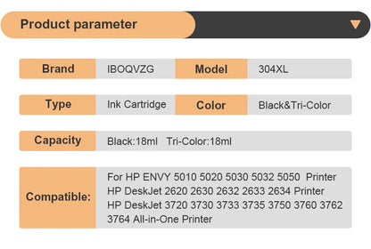 IBOQVZG 304XL Ink Cartridge For HP 304 Deskjet Envy