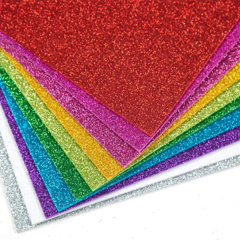 10pc Flash Glitter EVA Foam Paper Adhesive Kids Craft