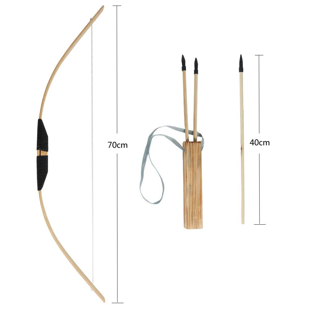 70cm Bamboo Bow & Arrow Archery Set Kids Outdoor Hunting