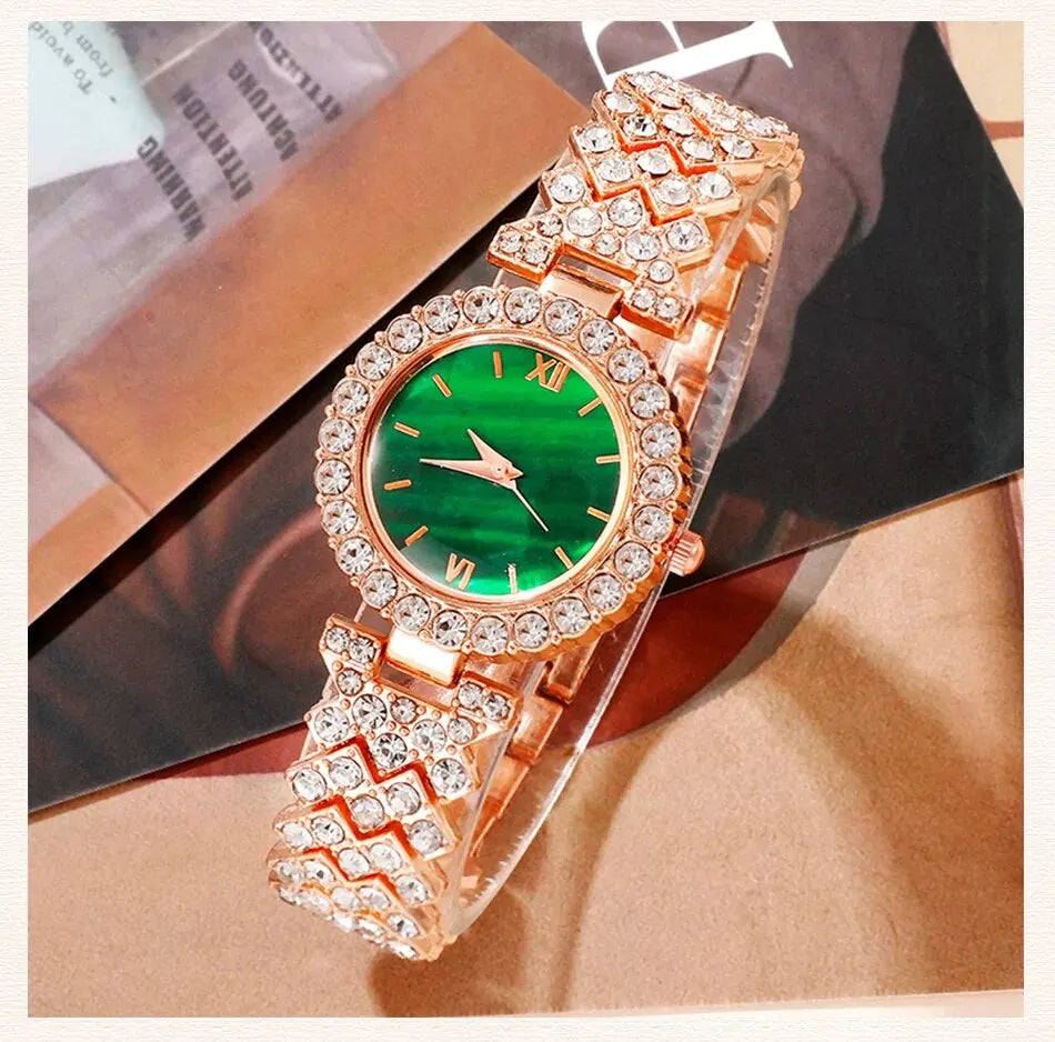 Luxury Ladies Gold Plated Square Quartz Watch Stainless Steel Folding