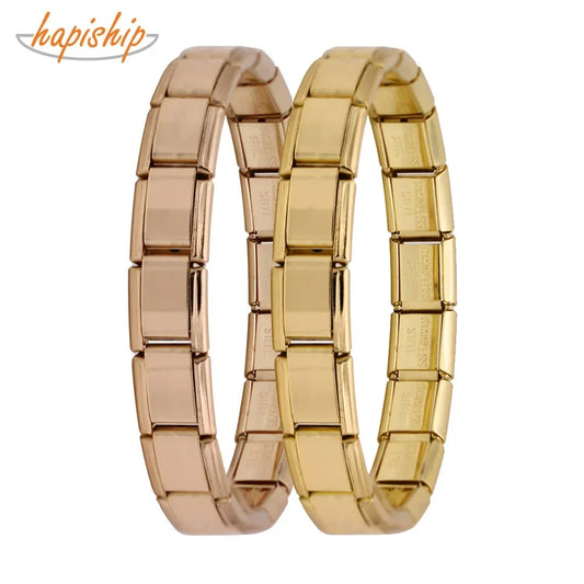 Hapiship 9mm Italian Charm Stainless Steel Bracelet Women