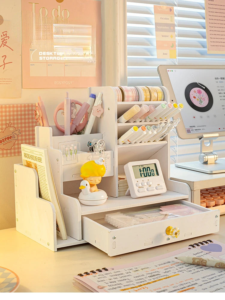 Multi-Functional Cute Pen Holder 10-Slot Desk Organizer