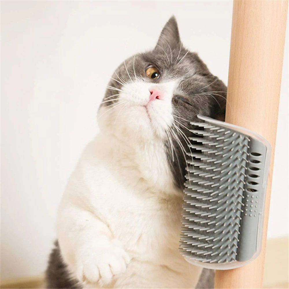 Cat Self Groomer Wall Brush with Catnip Corner Comb