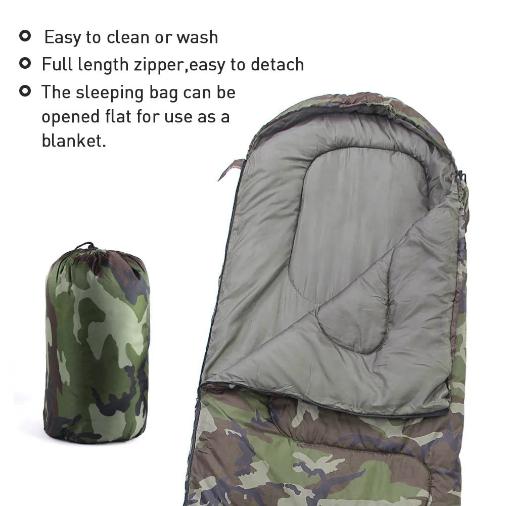 Camping Camouflage Sleeping Bag Waterproof Hooded