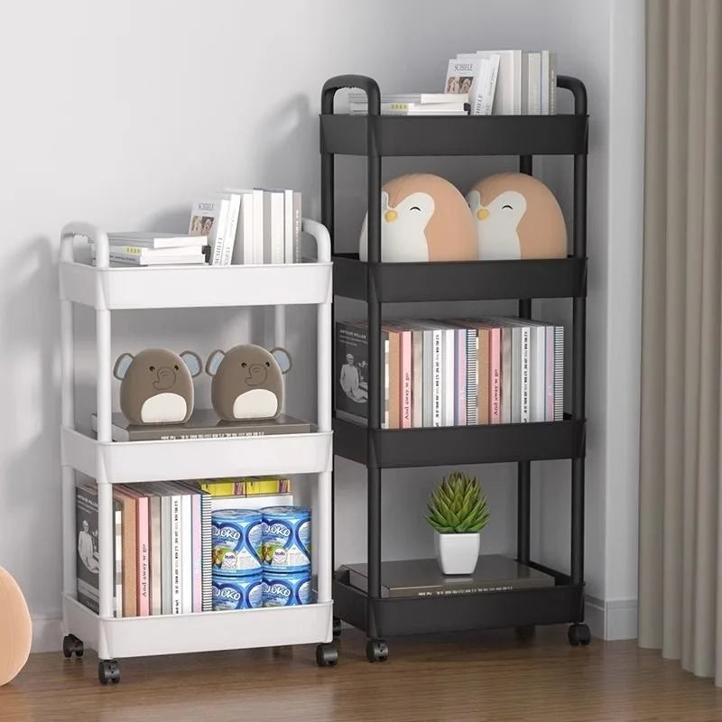 Floor-Mounted Pulley Storage Rack Multi-Layer Movable Shelving