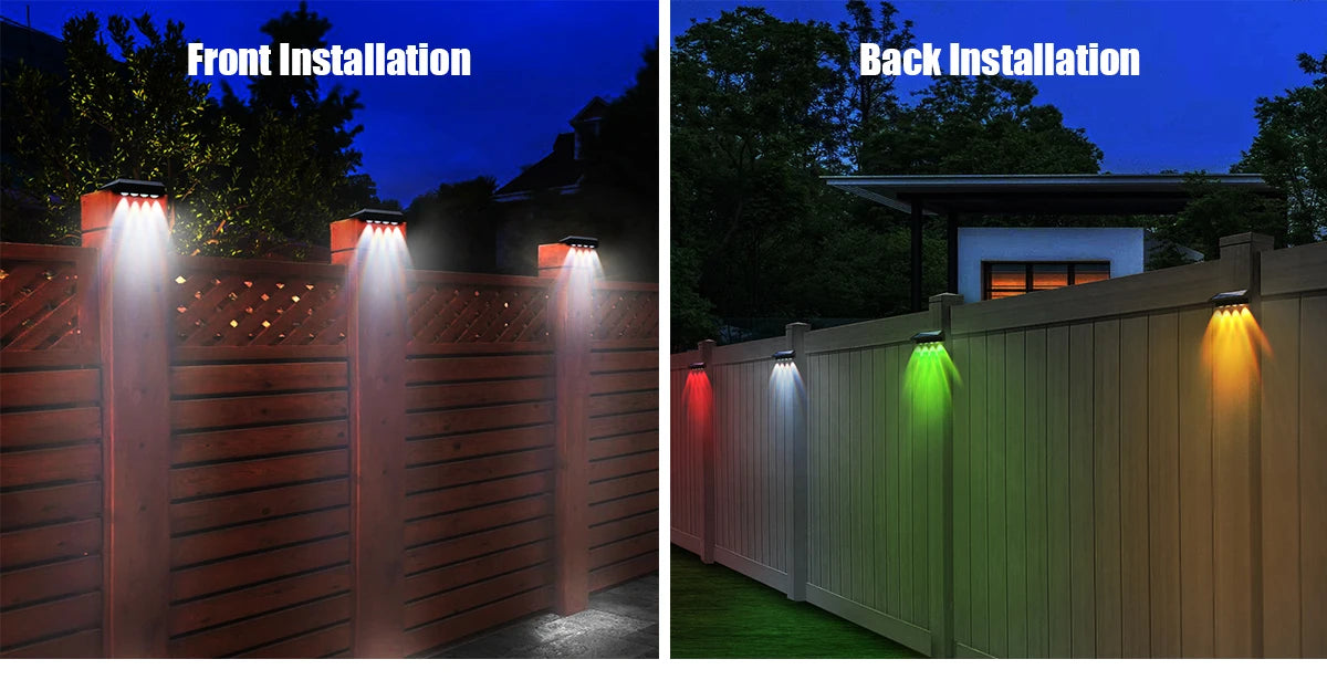 Solar Fence Lights RGB or Warm White Step Lighting