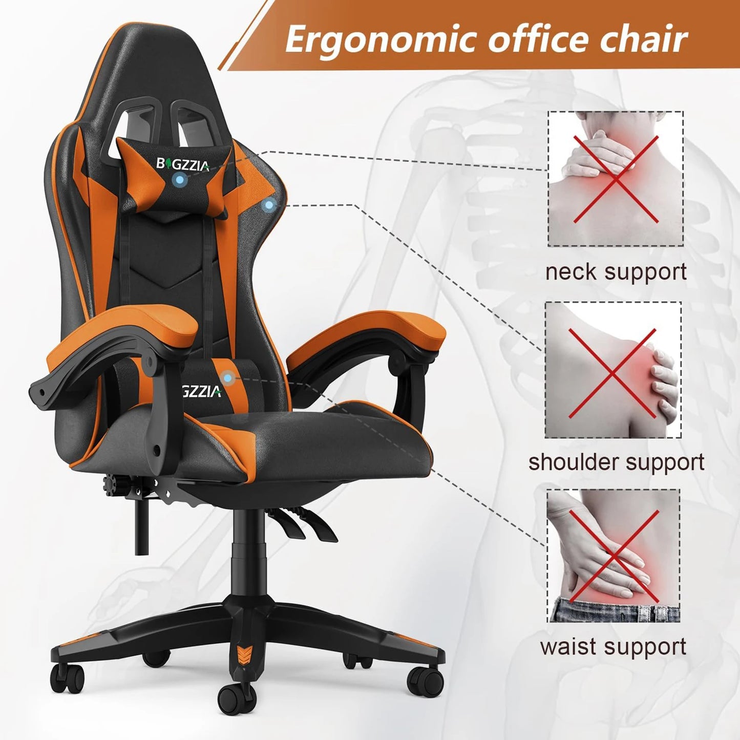 Gaming Chair Ergonomic PU Leather Office Racing Chair