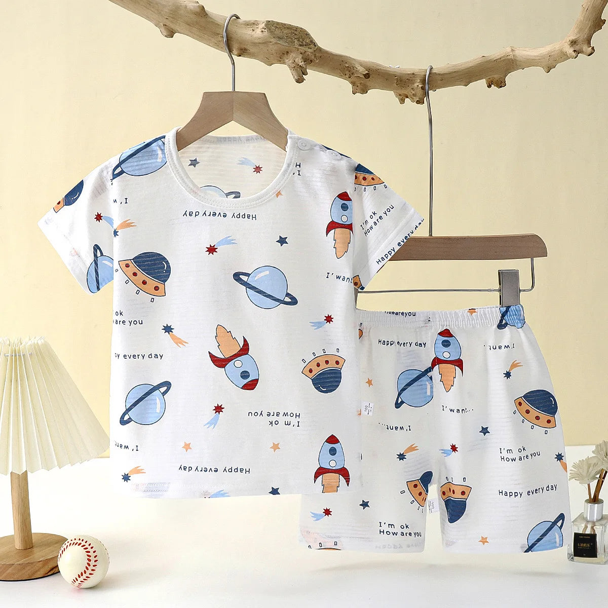 Boys Girls Summer Cotton Soft T-shirt Shorts Toddler Clothing Set