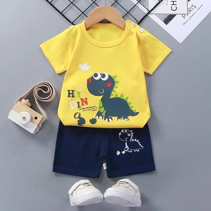 Baby Boy Clothes Set Cute Cartoon Infant Summer T-shirt+Shorts Outfit