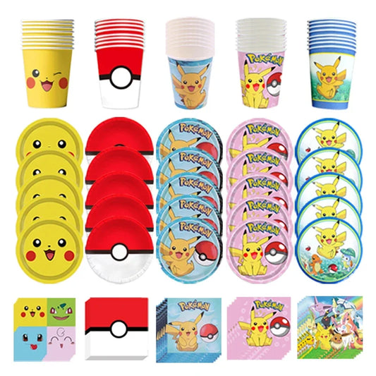 Pokemon Birthday Party Tableware Pikachu Baby Shower Set