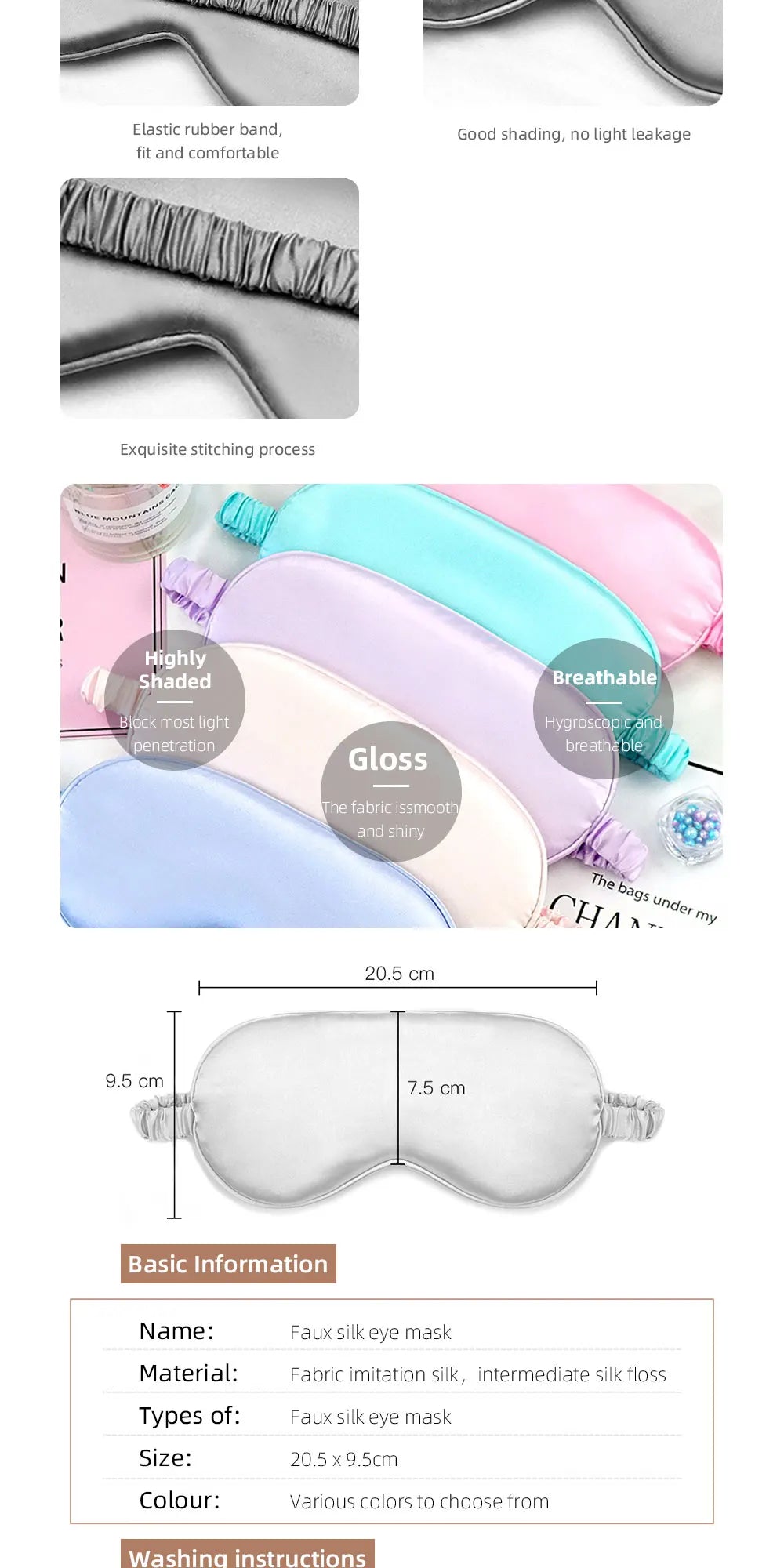 Imitated Silk Eye Mask Portable Sleep Shade Soft Eyepatch Sleeping Shield