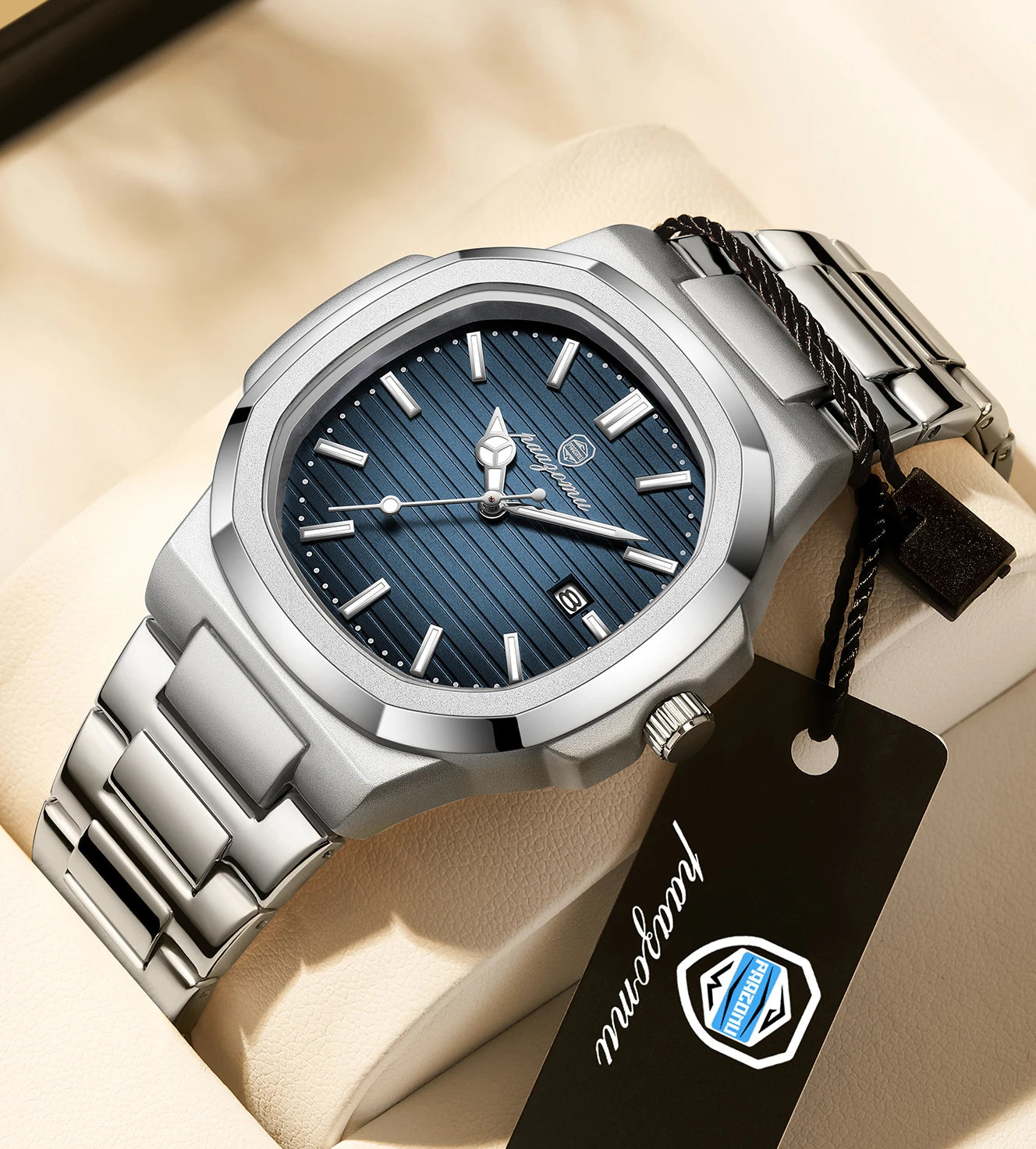 Men’s Water Diamond Luxury Night Glow Double Calendar Quartz Watch