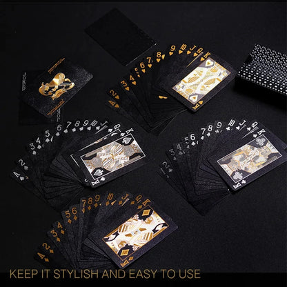 Black Gold Waterproof Playing Cards Poker Game Set