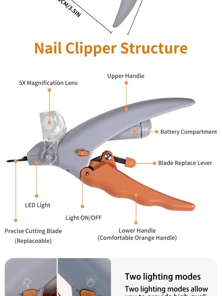 Pet Nail Clipper LED Light Multifunction Grooming Tool