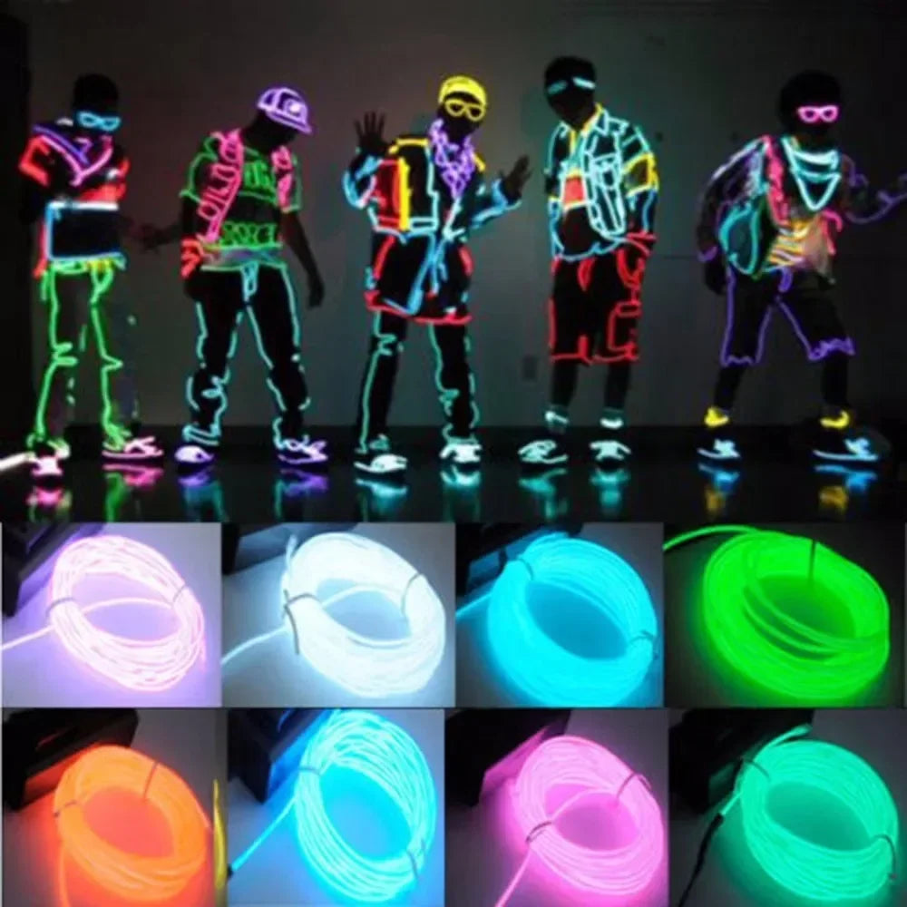 Glow EL Wire LED Neon Clothing Rave Party Decor 1m/3m/5m