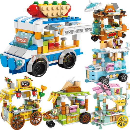 DIY Ice Cream Car Store Blocks Movie Model Kids Toy