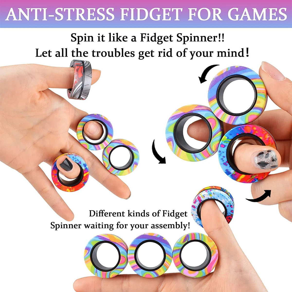 Magnetic Fidget Ring Set (3 pcs)