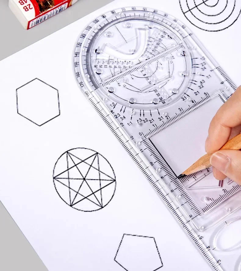 Professional Geometric Ruler Set Math Drawing Template