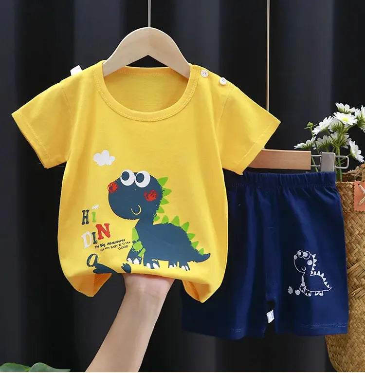 Baby Boy Clothes Set Cute Cartoon Infant Summer T-shirt+Shorts Outfit