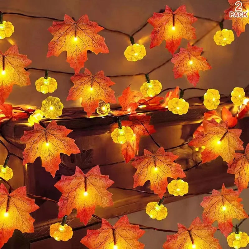 Artificial Maple Leaves Pumpkin LED Fairy String Lights