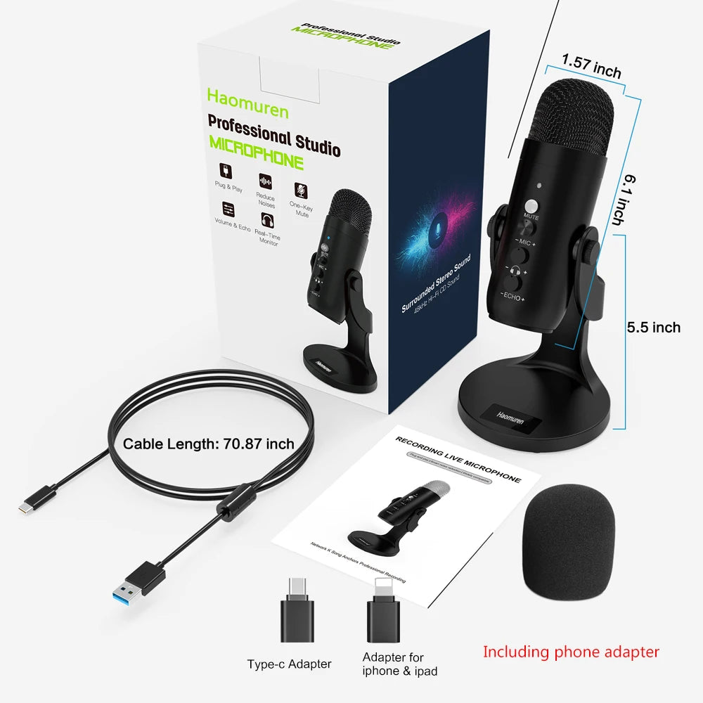 USB Condenser Mic PC Mac Gaming Podcasting