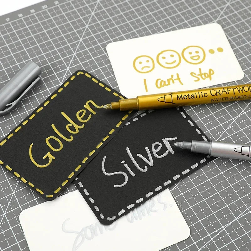 1/2Pcs Metallic Marker Pens Gold Silver Scrapbooking