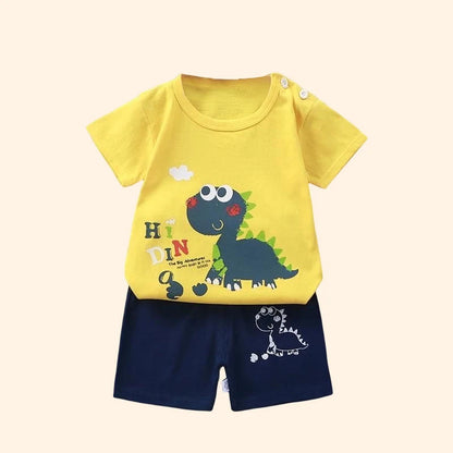 Baby Boy Clothes Set Cute Cartoon Infant Summer T-shirt+Shorts Outfit