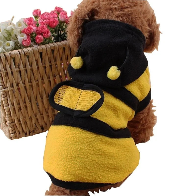 Bee Pet Coat Fleece Dog Cat Hoodie Halloween Costume