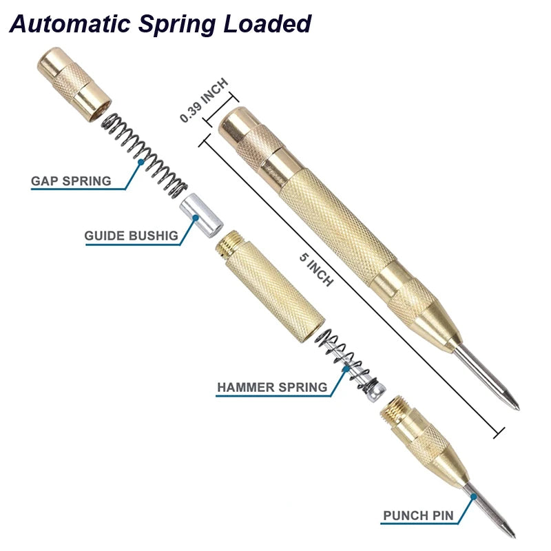 Automatic Center Punch Spring Loaded Dent Marker for Woodworking and Metal