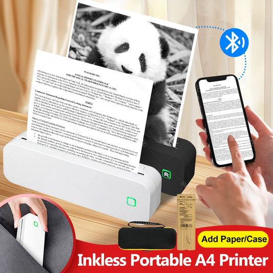 Inkless A4 Portable Thermal Printer Bluetooth Wireless